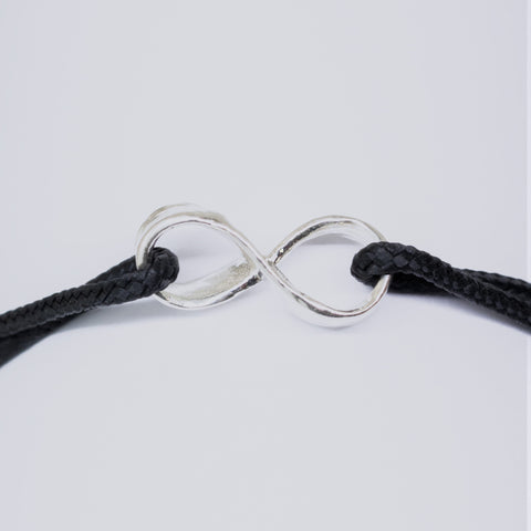 Infinity armband - 925 sterling zilver - zwart
