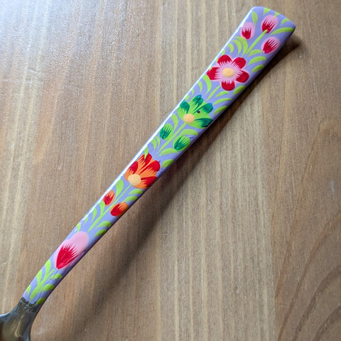 Hand-Painted Stainless Steel Tablespoons with Floral Patterns