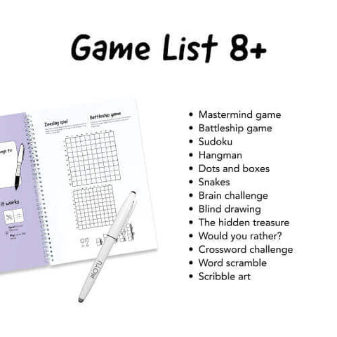 List of erasable games for 8 to 12 year olds