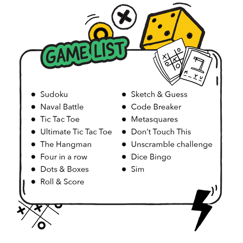 List of games in the game box