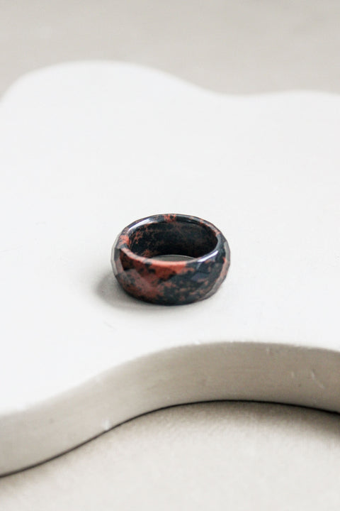 'Hanne' Mahonie Obsidiaan Ring (US 7.5, 17.7mm)
