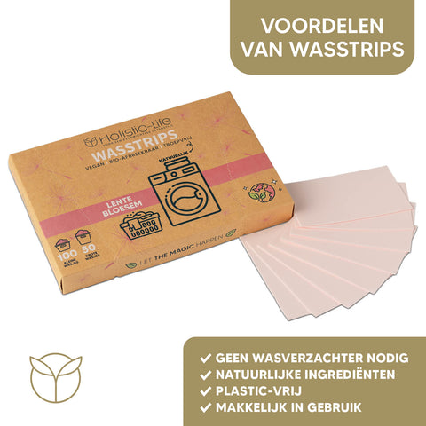 Milieuvriendelijke wasstrips voor snelle was, wasmiddel en wasdoekjes.