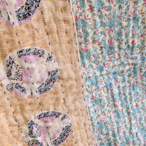 close up mini kantha quilt