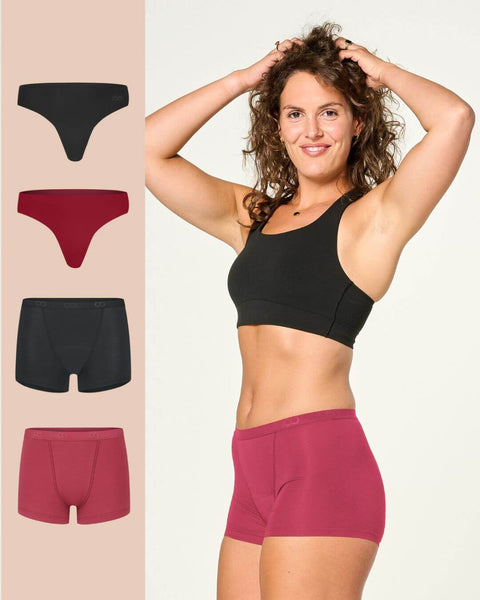 menstruatie ondergoed bundel voor dames met de bestseller menstruatie string en menstruatie boyshort