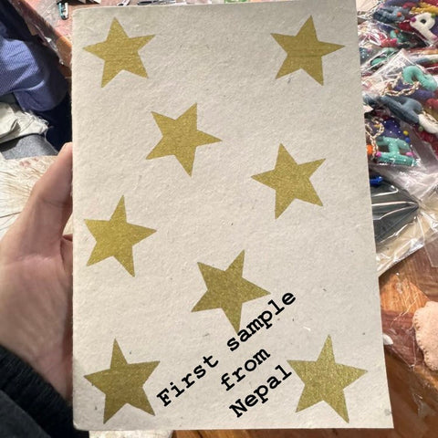 Luna-Leena notitieboek A5 ster - goud - eco papier - handgemaakt in Nepal