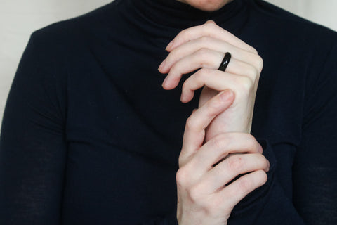 'Raven' Obsidiaan Ring (US 7, 17.3mm)