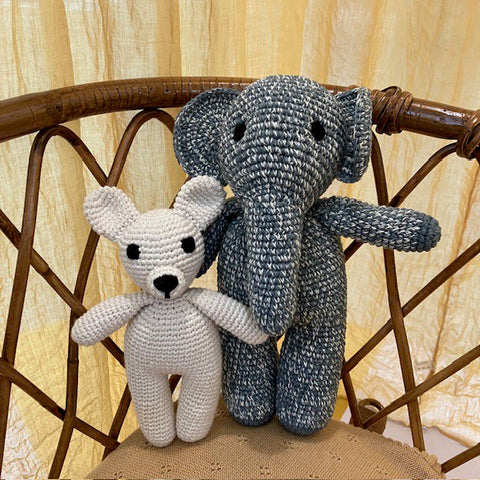 Luna-Leena olifant  Max - grijs melange - biologisch katoen - handgehaakt in Nepal