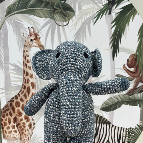 Luna-Leena olifant  Max - grijs melange - biologisch katoen - handgehaakt in Nepal