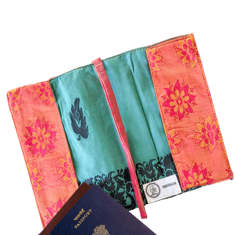 Handmade Recycled Sari Passport Covers, Upcycled Travel Wallets