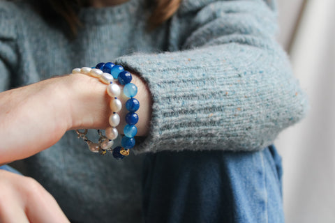'Eloise' Blauwe Agaat Armband