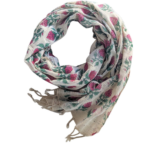 Floral patterned scarf on a white background