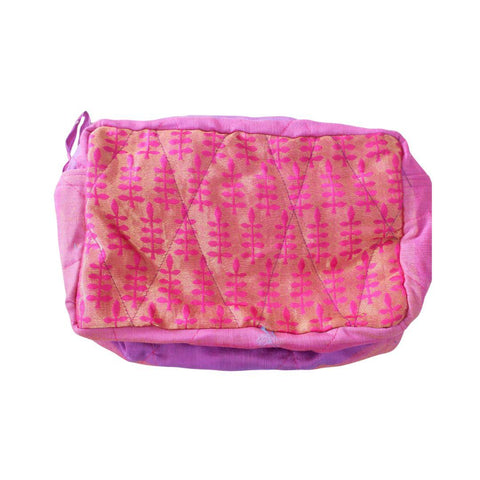 Large colourful upcycled sari box pouches