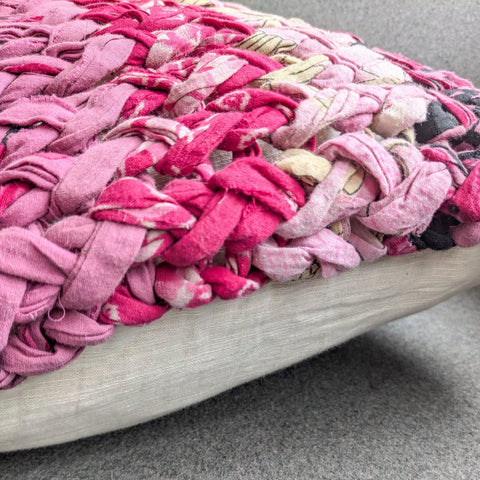 pink chunky knit cushion cover