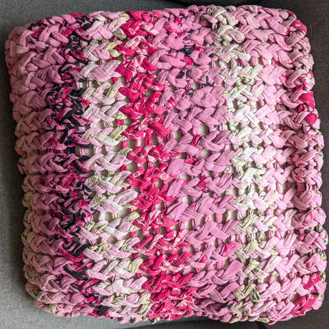 pink chunky knit cushion cover