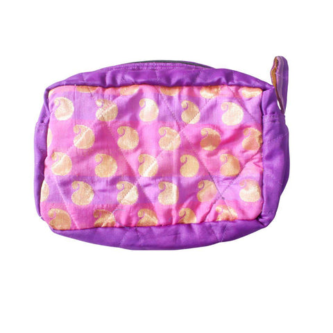 Large colourful upcycled sari box pouches