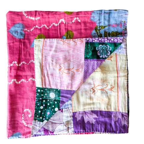 sari patchwork blanket, folded