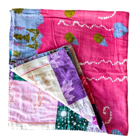 sari patchwork blanket, folded