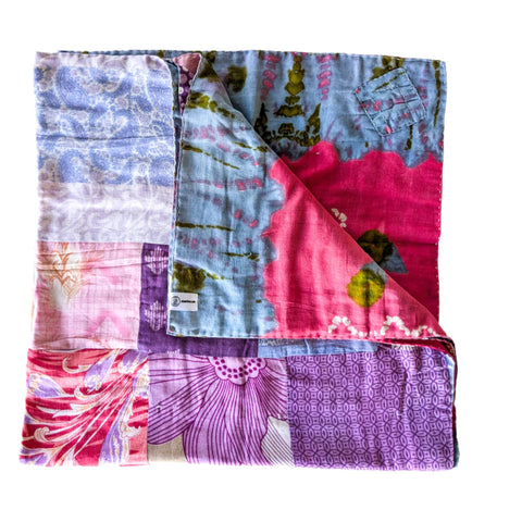 sari patchwork blanket, folded