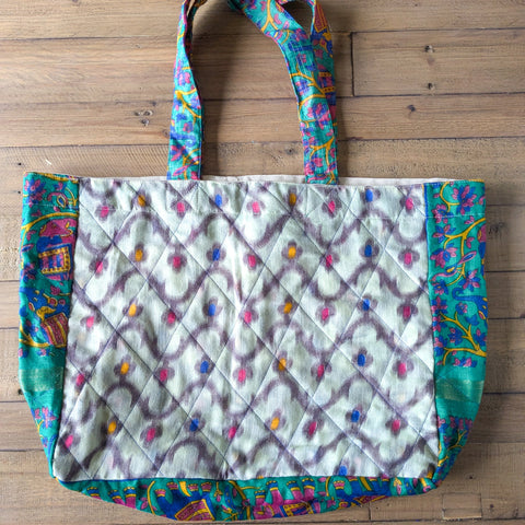 Large sari market shopper tote bags