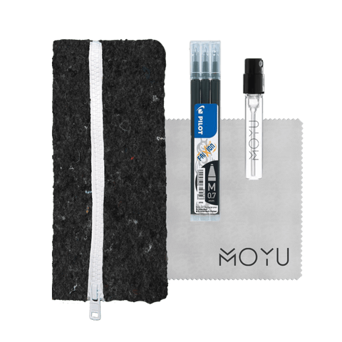 recycled-pencil-case-black-with-spray-cloth-pen-refills