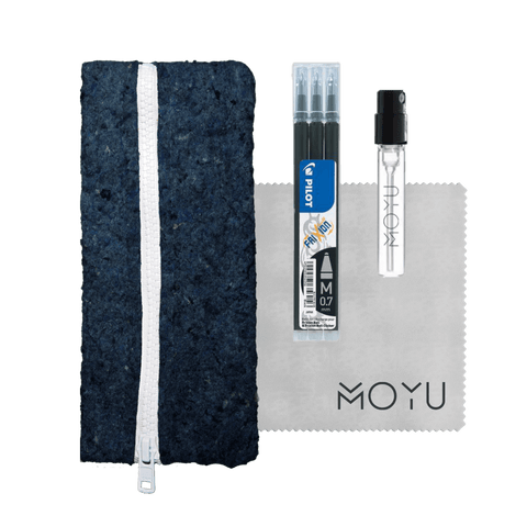 recycled-pencil-case-blue-with-spray-cloth-pen-refills