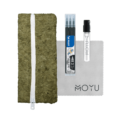 recycled-pencil-case-green-with-spray-cloth-pen-refills