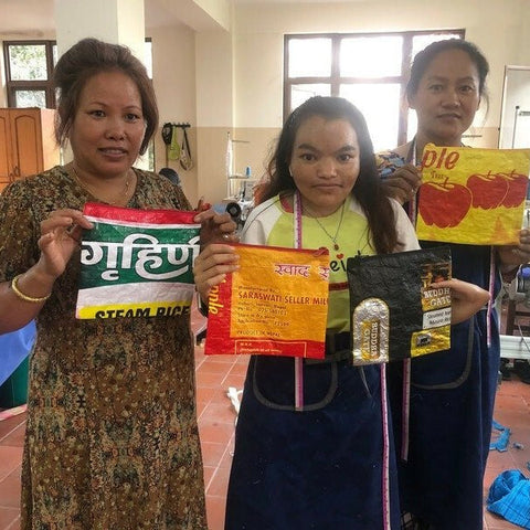 Recycled rice bag pouch, fair trade - Shakti.ism | शक्तिवाद