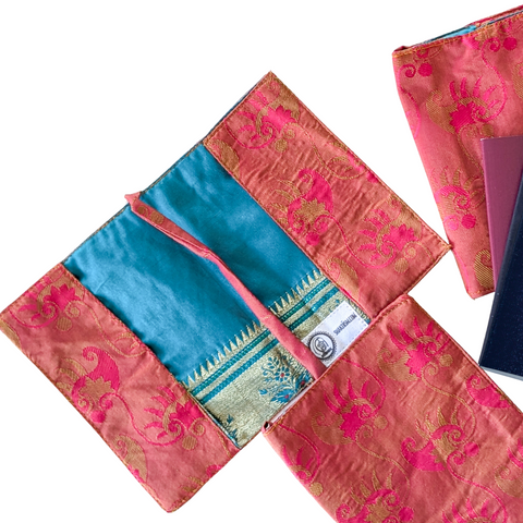 Handmade Recycled Sari Passport Covers, Upcycled Travel Wallets