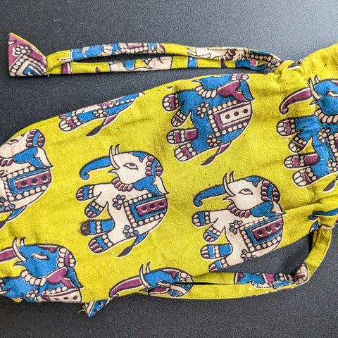 Reusable Kalamkari Cotton Bottle Gift Bags close up 