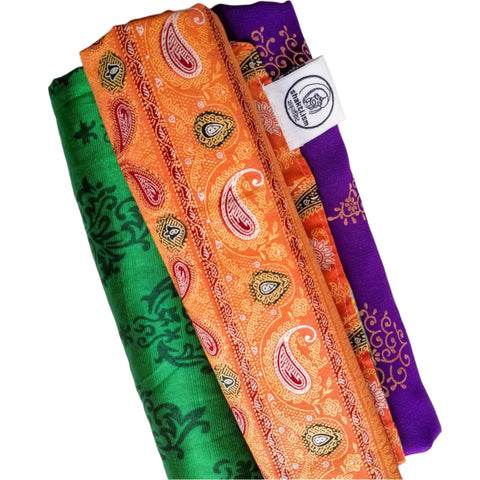 Photo of colourful reusable sari gift wrap bundle in assorted colours