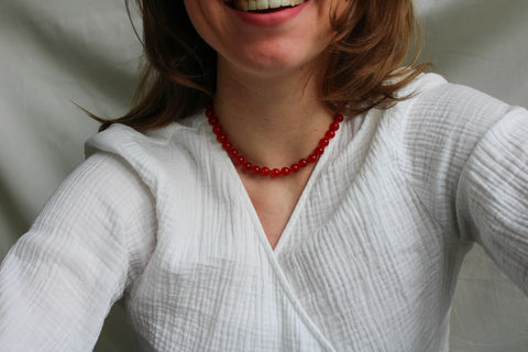 'Ella' Rode Carneool Ketting