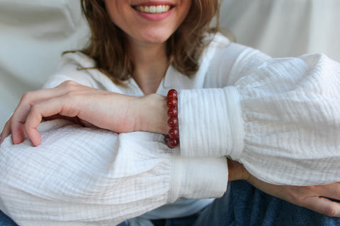 'Julie' Rode Carneool Armband