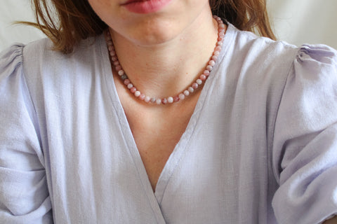 'Mabel' Roze Opaal Ketting