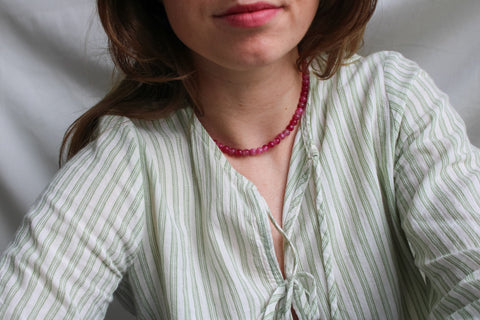 'Mabel' Roze Toermalijn Ketting