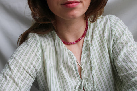 'Mabel' Roze Toermalijn Ketting