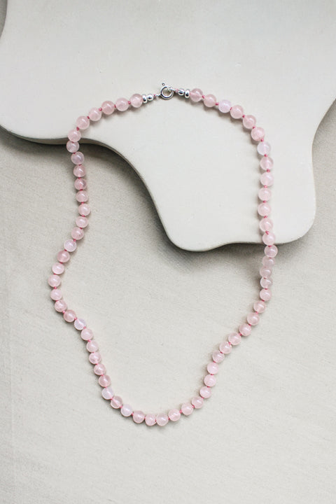 Rozenkwarts ketting 'Anne'