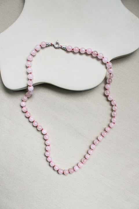 Rozenkwarts ketting 'Inès'