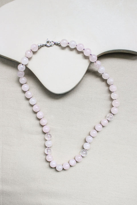 Rozenkwarts ketting 'Stella'