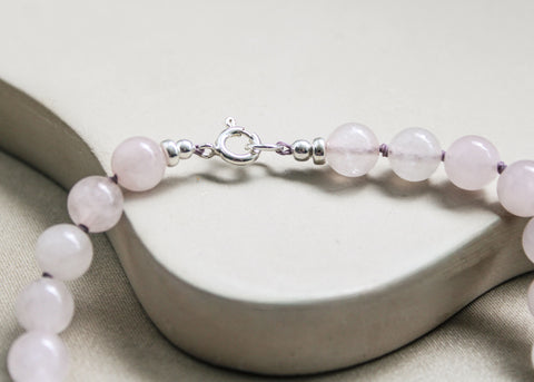 Rozenkwarts ketting 'Stella'