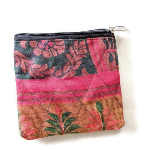 colourful sari pouch