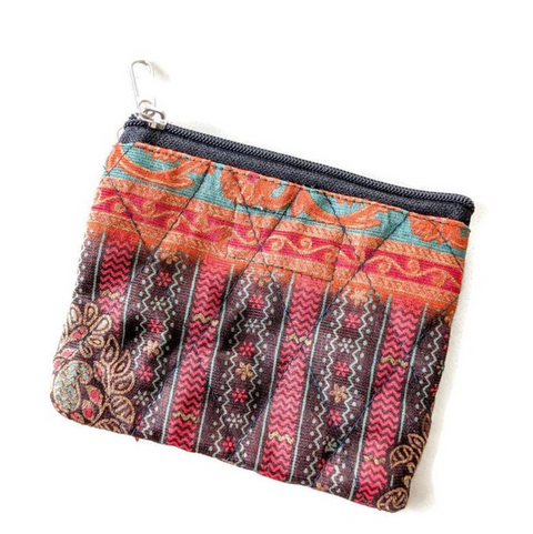 colourful sari pouch