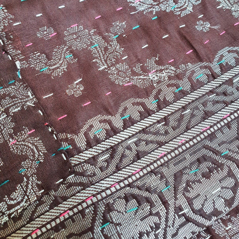 Silk sari cushion cover, mocha - Shakti.ism | शक्तिवाद