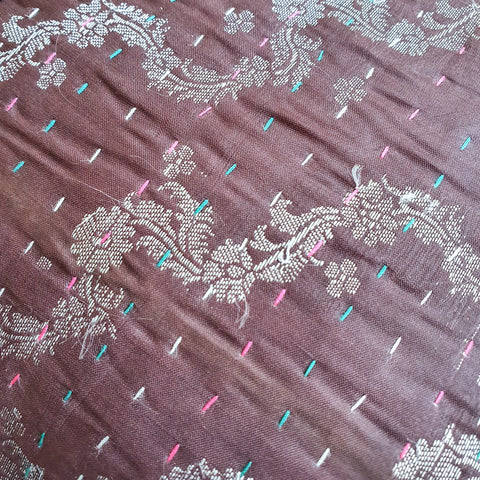 Silk sari cushion cover, mocha - Shakti.ism | शक्तिवाद