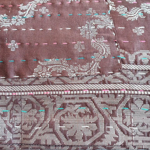 Silk sari cushion cover, mocha - Shakti.ism | शक्तिवाद