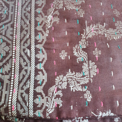 Silk sari cushion cover, mocha - Shakti.ism | शक्तिवाद
