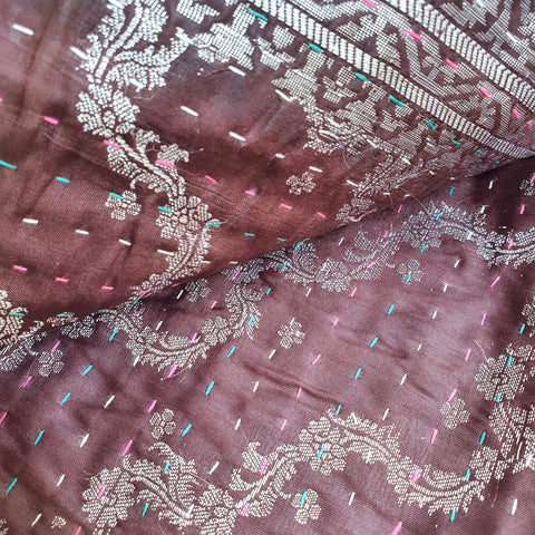 Silk sari cushion cover, mocha - Shakti.ism | शक्तिवाद