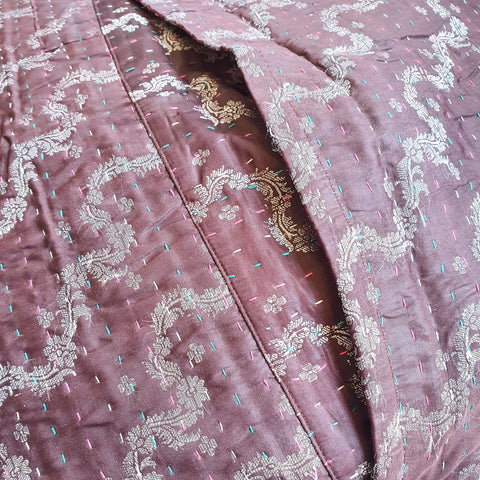 Silk sari cushion cover, mocha - Shakti.ism | शक्तिवाद