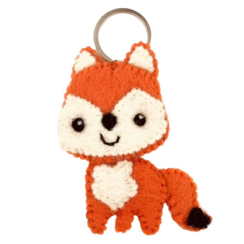 Luna-Leena vos sleutelhanger, tas hanger - oranje - vilt wol - handgemaakt in Nepal