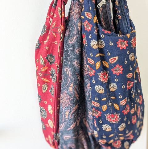 Vibrant crossbody sling handbag with knotted strap