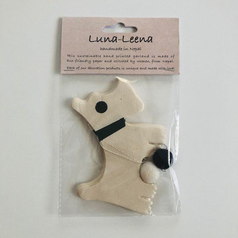Luna-Leena slinger hond - gebroken wit/zwart - eco papier - hand gemaakt in Nepal